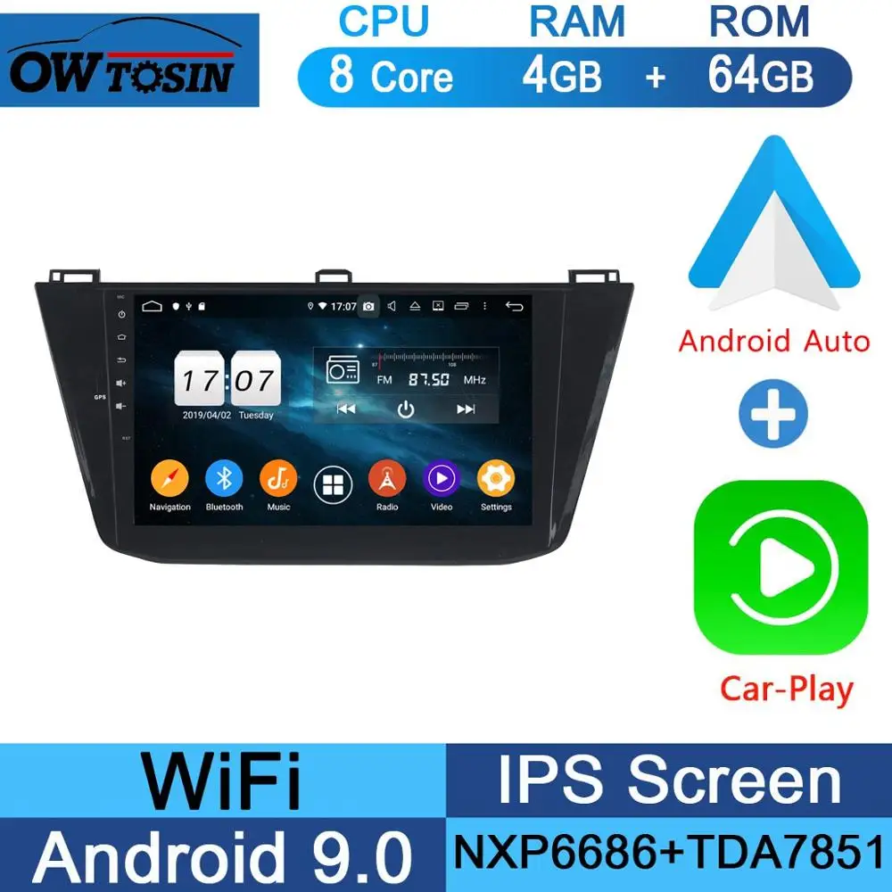 10," ips 8 ядерный 4G+ 64G Android 9,0 автомобильный dvd-плеер для Фольксваген Tiguan L gps навигация радио попугай BT DSP - Цвет: 64G CarPlay Android