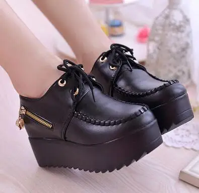 2016 Fall New Fashion British Goth Punk Creepers Flats Hot Sale Lace up Skull American Fashion Boat Shoes Free Shipping