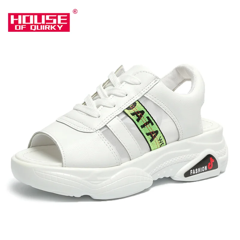 

Fashion Fish Mouth Women Sandals Casual Wedge Open-toed Outdoor Platform Shoes Women Lace-up Sport Sandals Summer Shoes 2019 New