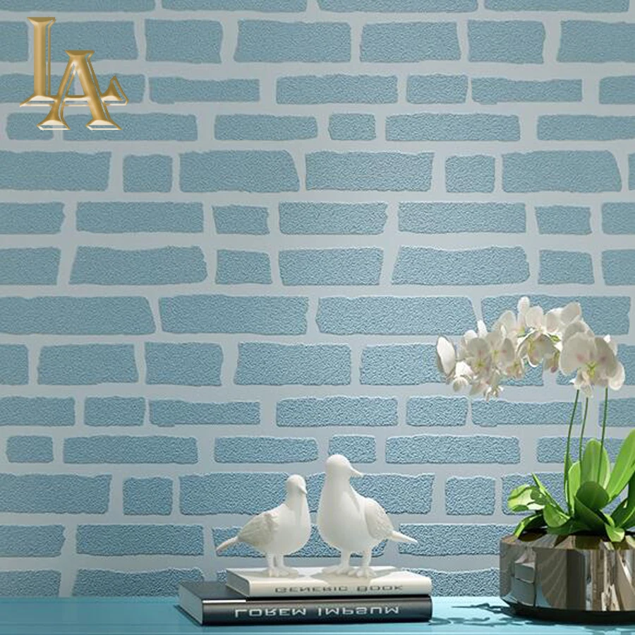 

Modern Art Embossed Blue White Wall Brick Wallpaper For Walls 3 D Chinese Style Wall paper For Living room Sofa Home Decor