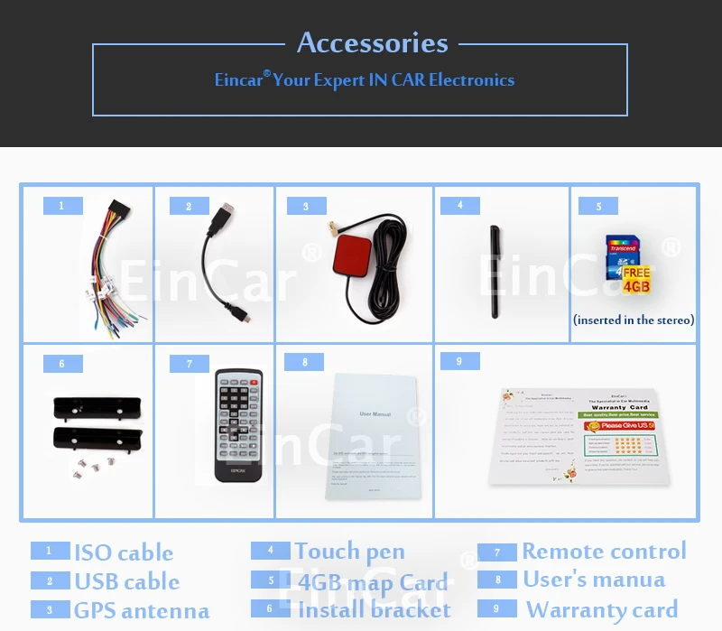 Sale Eincar 7 inch Car DVD Player FM Accessory Movie Stereo Audio GPS Auto Radio SD in dash car stying Steering Wheel Autoradio 7