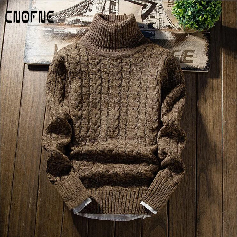 

2018 New Fashion Men's Christmas Sweater Thick Warm Men's Turtleneck Pullover Sweaters Man's Knitwear Slim Fit Pull Homme