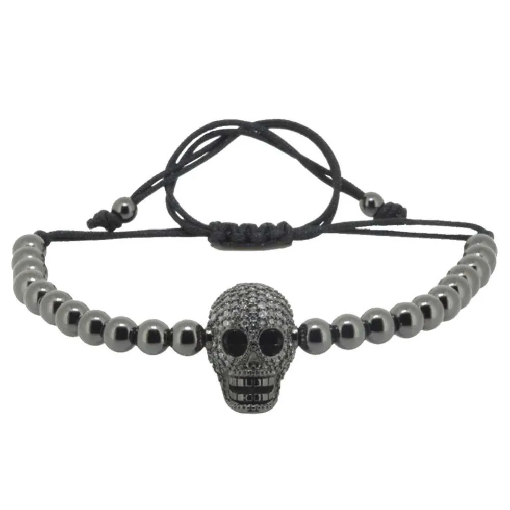 Анил Arjandas браслет для мужчин Pulseira Masculina ювелирные изделия черный шнур 4 мм CZ