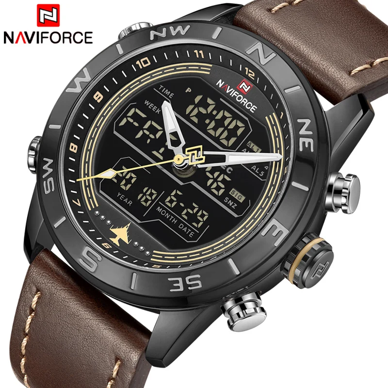 

NAVIFORCE Luxury Brand Mens Fashion Sport Watches Men Quartz Analog Digital Clock Leather Army Military Watch Relogio Masculino