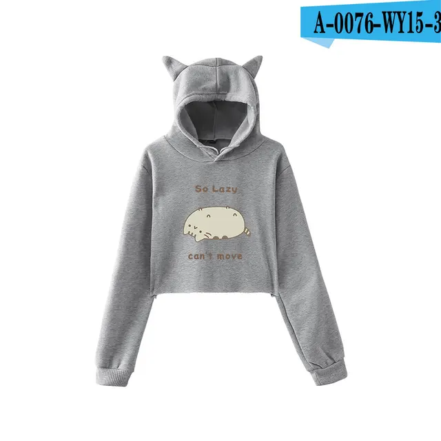 pusheen crop top hoodie