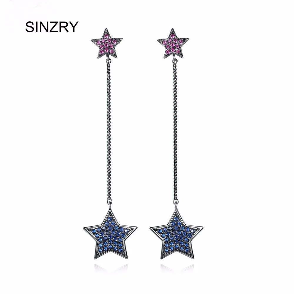 

SINZRY black gun plated cubic zircon dangle earrings environmental simple star design dangle earrings for women