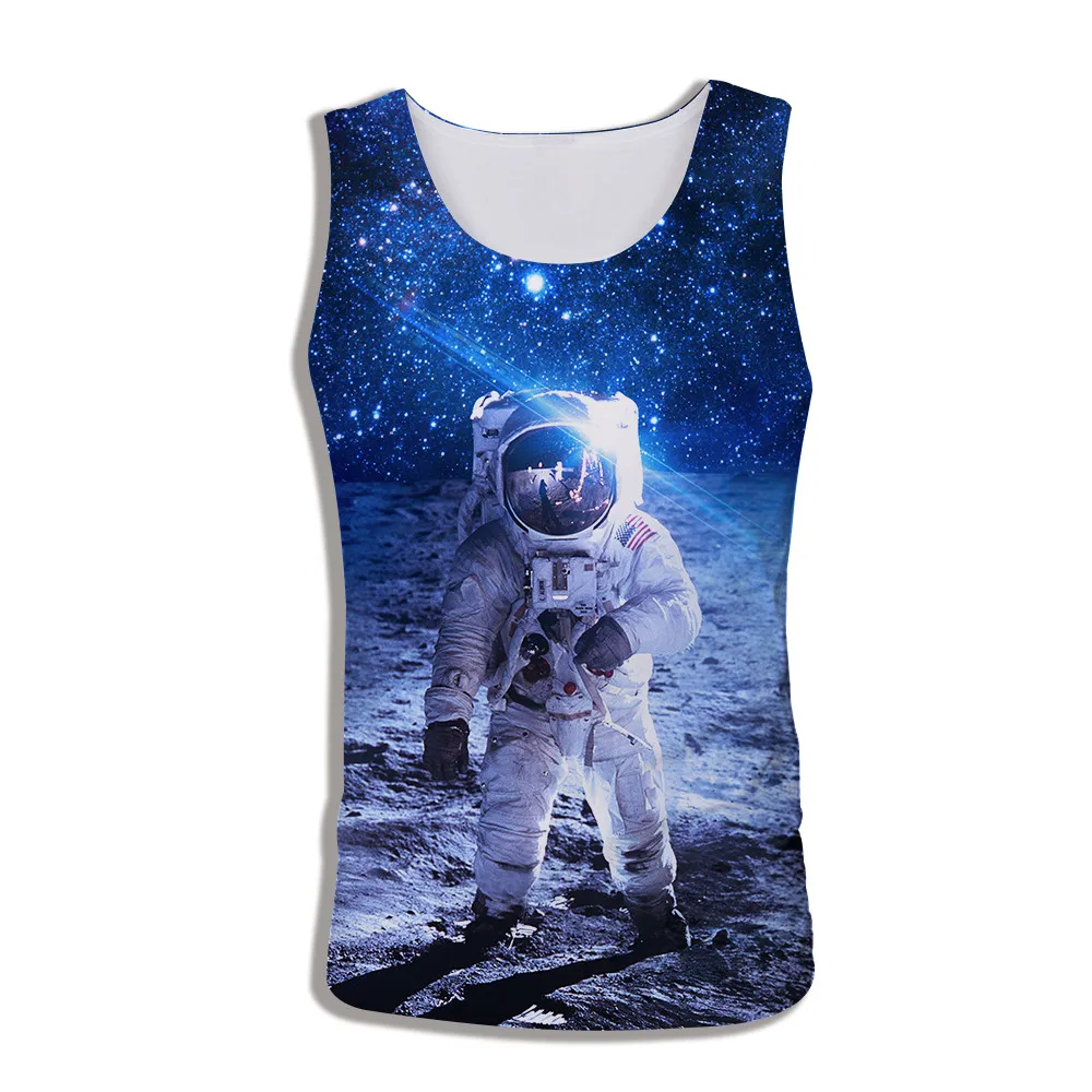 

2019 NEW Astronaut 3d Printed Vest Men Tank Top Sleeveless Tees Fitness Bodybuilding Undershirt men's Tank top Drop shipping