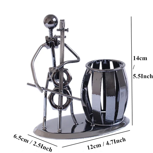 VILEAD 14 см фигурка железного музыканта Гитара Бас Скрипка Виолончель миниатюры креативный музыкальный плеер ручка держатель фигурки домашний декор - Цвет: Cello Figurine