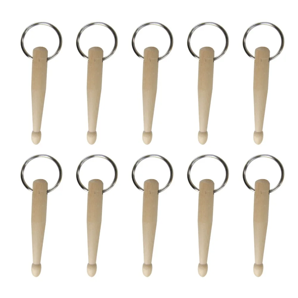 Fleet 10pcs/pack Mini Drumstick Key Rings Drum Sticks Keychain Wood