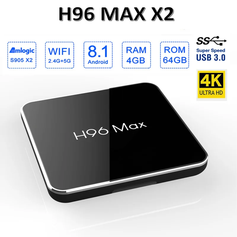 H96 smart tv box h96 max x2 Android 8.1 Amlogic S905X2 4GB RAM 64GB TV BOX H96 H.265 4K 1080p USB3.0 2.4G&5G Wifi Media Player