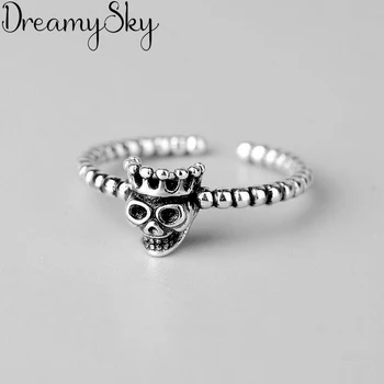 

Bohemian Exaggeration Bridal S925 Skull Rings For Women Luxury Sterling Silver Jewelry Girls Fancy Ring joyas de plata 925