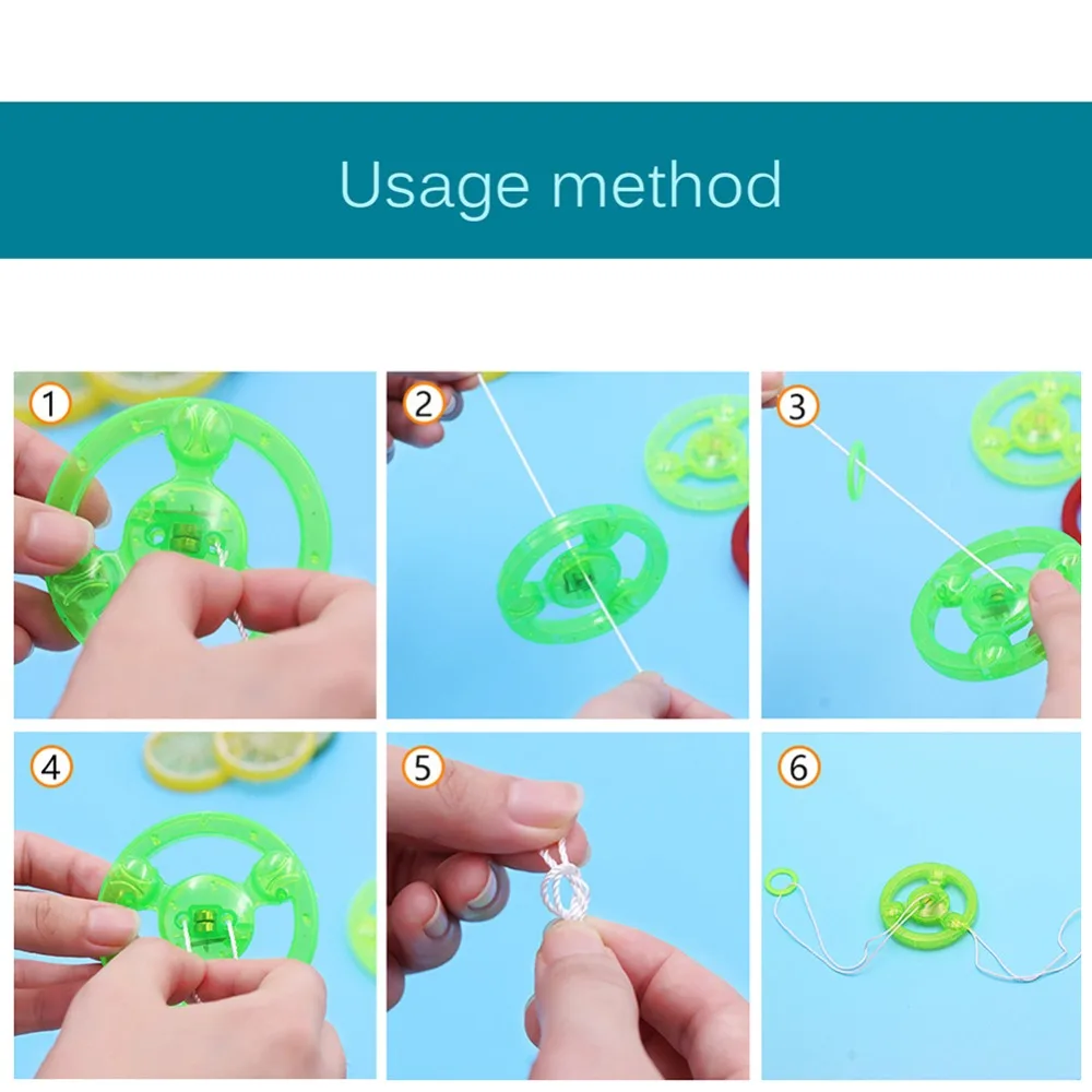 1 шт Цвет Случайная рука тянуть светящиеся мигающие веревки маховик игрушки со светодиодной подсветкой Новинка для детского дня рождения Забавный подарок