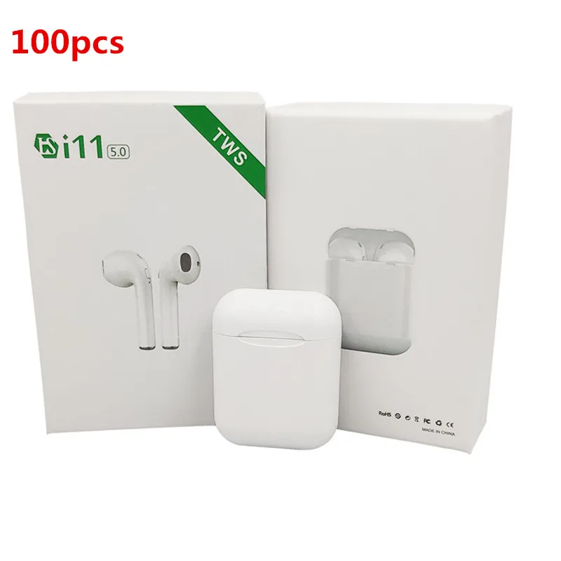 100 шт./лот i11 TWS Bluetooth 5,0 беспроводные наушники мини наушники с микрофоном для iPhone 7 samsung S6 S8 Xiaomi - Цвет: i11 Headset 100pcs