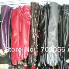 Длинные PU искусственная кожа оперные перчатки Вечерние перчатки кожаные перчатки женские 12 пар/лот#3342