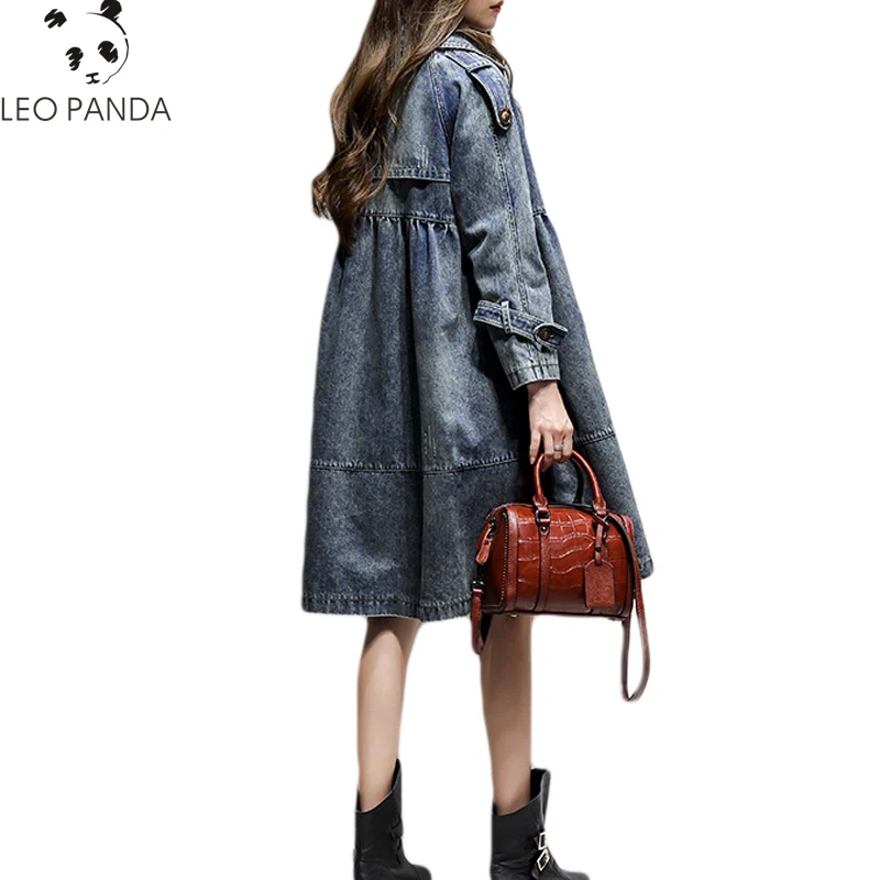 

Plus Size M-5XL Autumn Denim Jacket for Women Lapel Loose Coat Female 2019 New High-end Spring Women's Windbreaker Outerwear