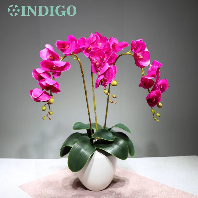 

INDIGO- 5pcs Large Size 90cm Purple Phalaenopsis Orchids Silk+Latex Coating Real Touch Flower Wedding Floral Party Free Shipping