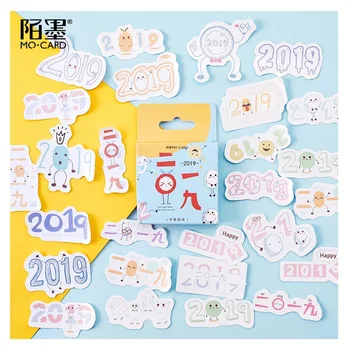 

46Pcs/Set Kawaii 2019 Year Date Sticker Decorative Mobile Stickers DIY Scrapbooking Label Album Sticker