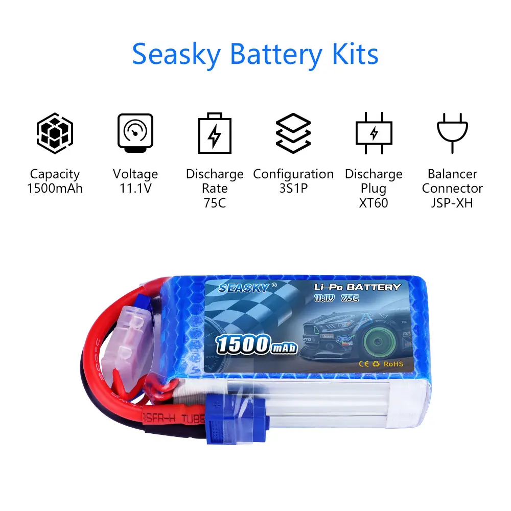 Батарея SEASKY 3S LiPo 11,1 V 1500mAh 75C XT60 зарядное устройство lipo bateria для гоночного дрона FPV автомобиля