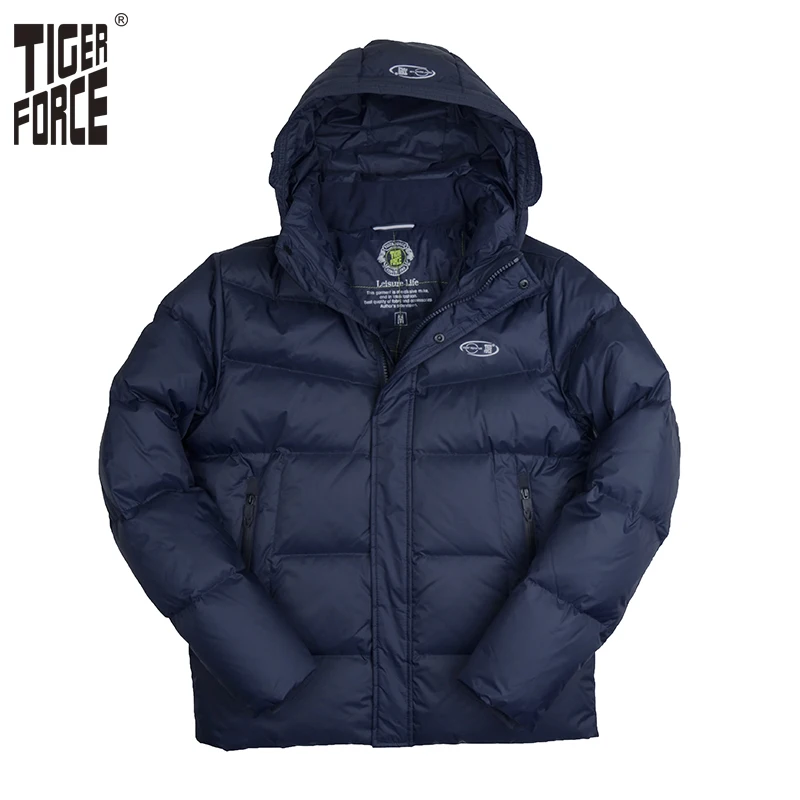 TIGER FORCE 2017 Brand Men Down Jacket 70 White Duck Down Winter Down Coat Parka European