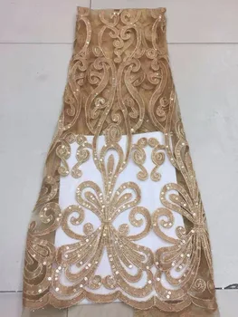 

stock 5yards/bag XC06 9-colors embroidered sequin luxury French style fabric is used for wedding dresses