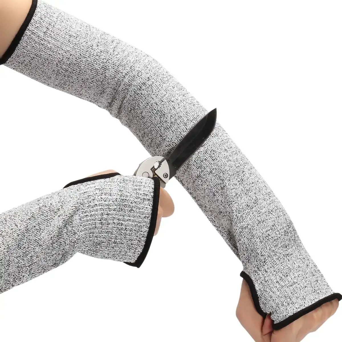 

1Pc Safurance Grey Safety Cut Heat Resistant Sleeves Arm Guard Protection Armband Gloves 17" Workplace Safety Protection