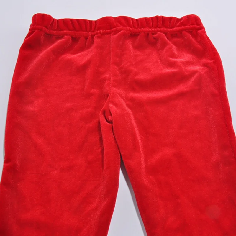 Красные бархатные Детские Рождественские штаны для девочек; брюки; леггинсы для маленьких девочек; Fantasia Infantil; дешевая одежда для девочек; детская одежда