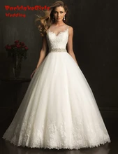 BacklakeGirls Elegant Custom Made Ball Gown Bride Dress Appliqued Soft Tulle Crystal Wedding Dresses 2017