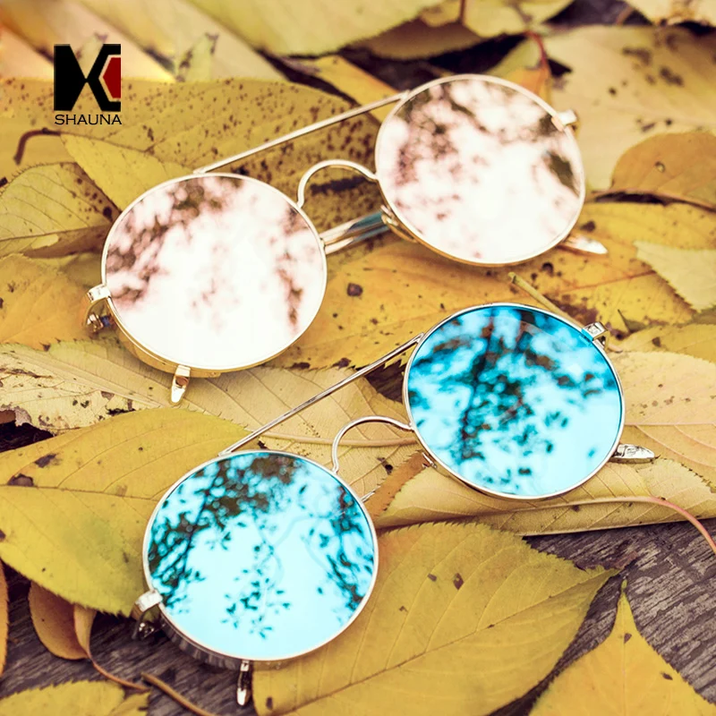 

SHAUNA Fashion Women Round Pink Mirror Sunglasses Brand Designer Retro Men Punk Goggle Eyewear