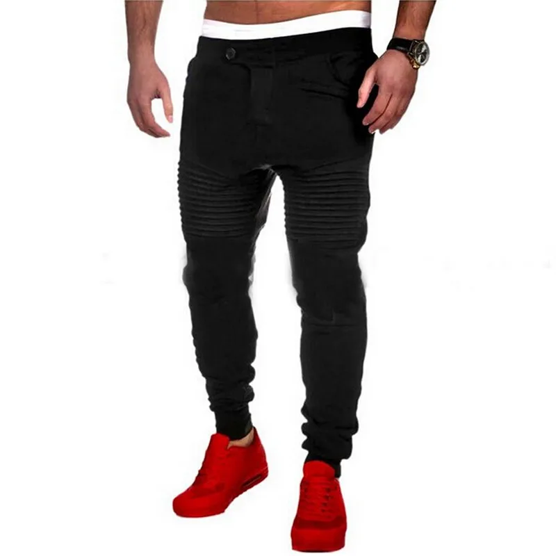 2019 Новая мода Для мужчин брюки дизайнерские шаровары бегунов тренировочные штаны эластичные манжеты с заниженным шаговым швом байкерские