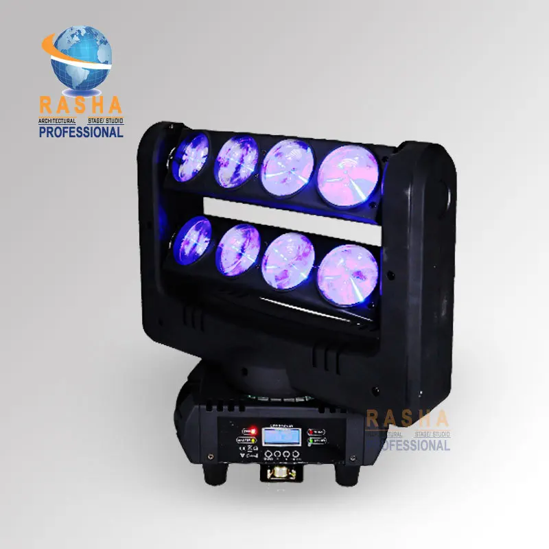 

Rasha Brand 8pcs*10W Cree 4in1 RGBW LED Moving Head Spider Light With Double Layer,Stage Light 10/36CH For Event