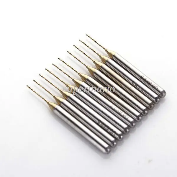 

10PCS Titanium Nitride Coated Carbide PCB Dremel Jewelry CNC Drill Bits Router 0.6mm