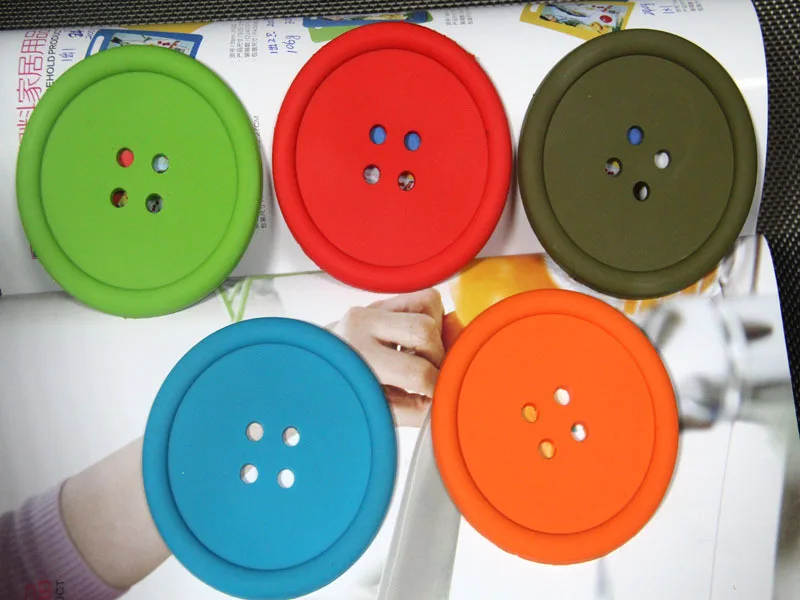

5pcs/lot Buttons cup pad tableware silicone cup pad Coaster Placemats cup mat dining table Coffee heat Resistant LB 275