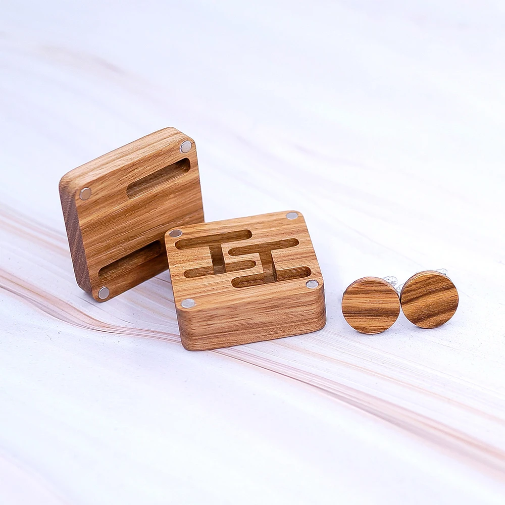 Классические мужские деревянные французские запонки ювелирные изделия деревянные Свадебные аксессуары деревянный стиль для мужчин рубашка с деревянной подарочной коробкой