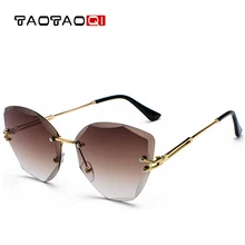 TAOTAOQI New Cat Eye Sunglasses Fashion Women Luxury Brand Designer Rimless Cateye Mirror Sun Glasses For Female UV400 Oculos TAOTAOQI New Cat Eye Sunglasses Fashion Women Luxury Brand Designer Rimless Cateye Mirror Sun Glasses For Female UV400 Oculos