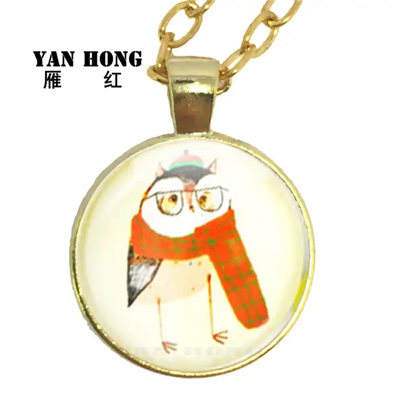 Стекло модное Кристальное ожерелье ручной работы, сова мультфильм дизайн. Сова-символ мудрости и мужества. Это подарок на день рождения