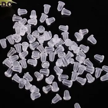

DC 600pcs/lot 4*3mm Silicone Rubber Earrings Back Stoppers Round Ear Plugging Blocked Plastic Ear Back for DIY Jewelry Making