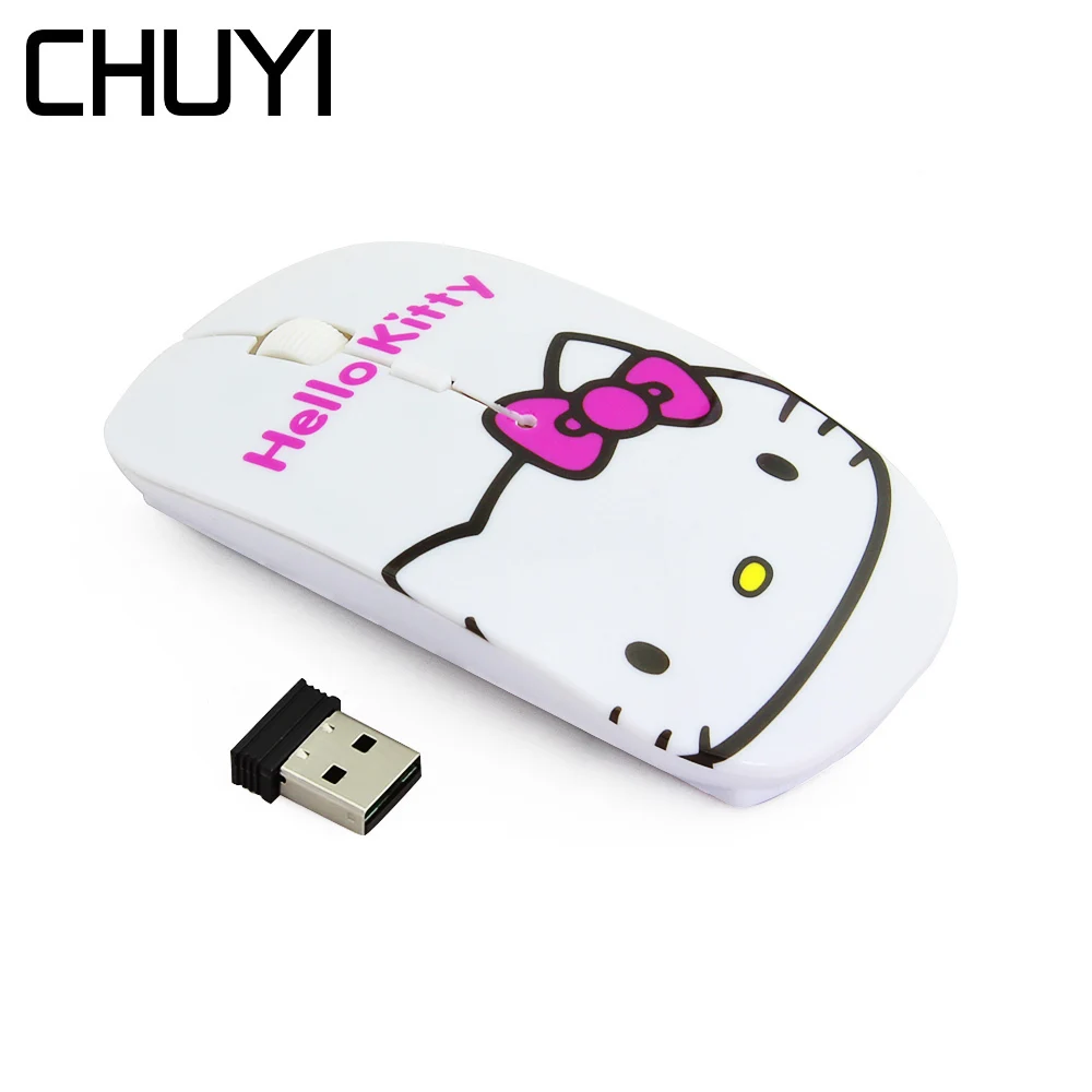 CHUYI hello kitty/паутина/британский флаг ультра тонкая беспроводная мышь 1600 dpi USB оптическая тонкая Mause компьютерная мышь для девочки подарок