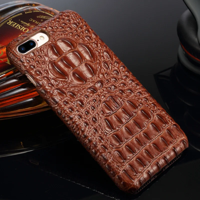 New Cowhide Back Cover For iphone 6 6S 7 Plus Crocodile Pattern Genuine