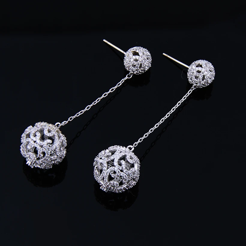Luxury high quality Hollow Double Ball Drop Earring Jewelry Plated
