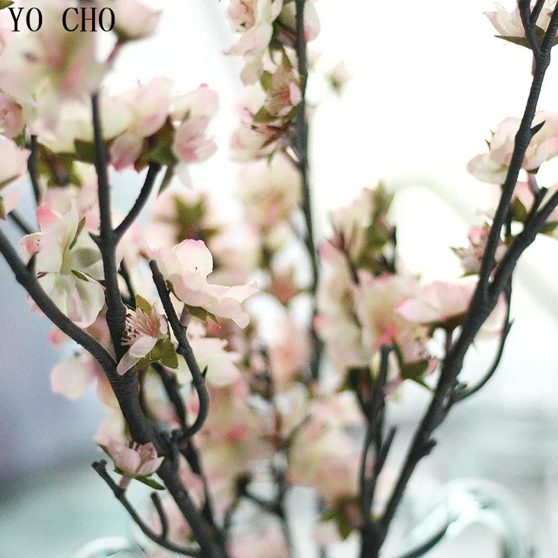 YO CHO Unique Shape Of Pink Plastic Cherry Blossom Tree Branches Silk