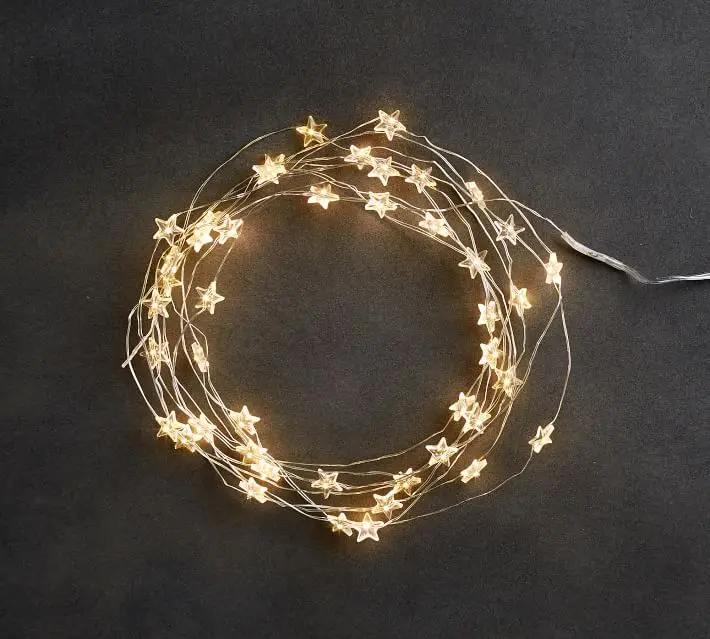 LED 30 Star Fairy Lights Battery Operated on 10ft Long Silver Color Copper Wire String Lights for Outdoor Indoor Xmas Party use