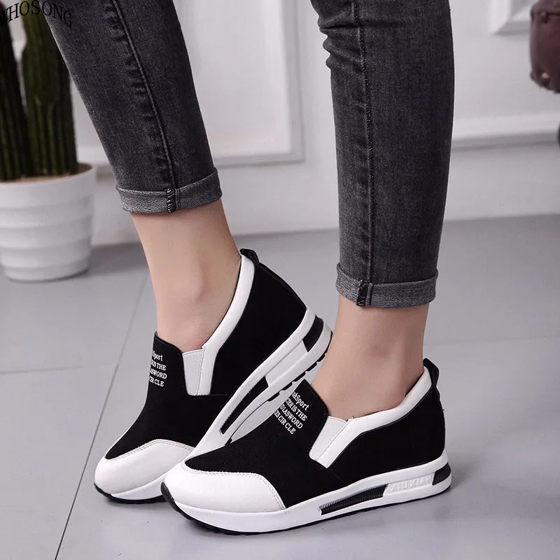 

WHOSONG Women Loafers shoe Women Height Increasing Breathable Wedges Sneakers Platform Shoes Canvas Woman Casual Shoes M270