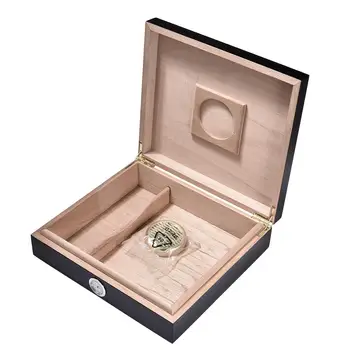 

New Portable Cedar wood Spanish Cigar Humidor Humidifier Hygrometer Cigar Box with Moisturizing Moisture Meter Device Case