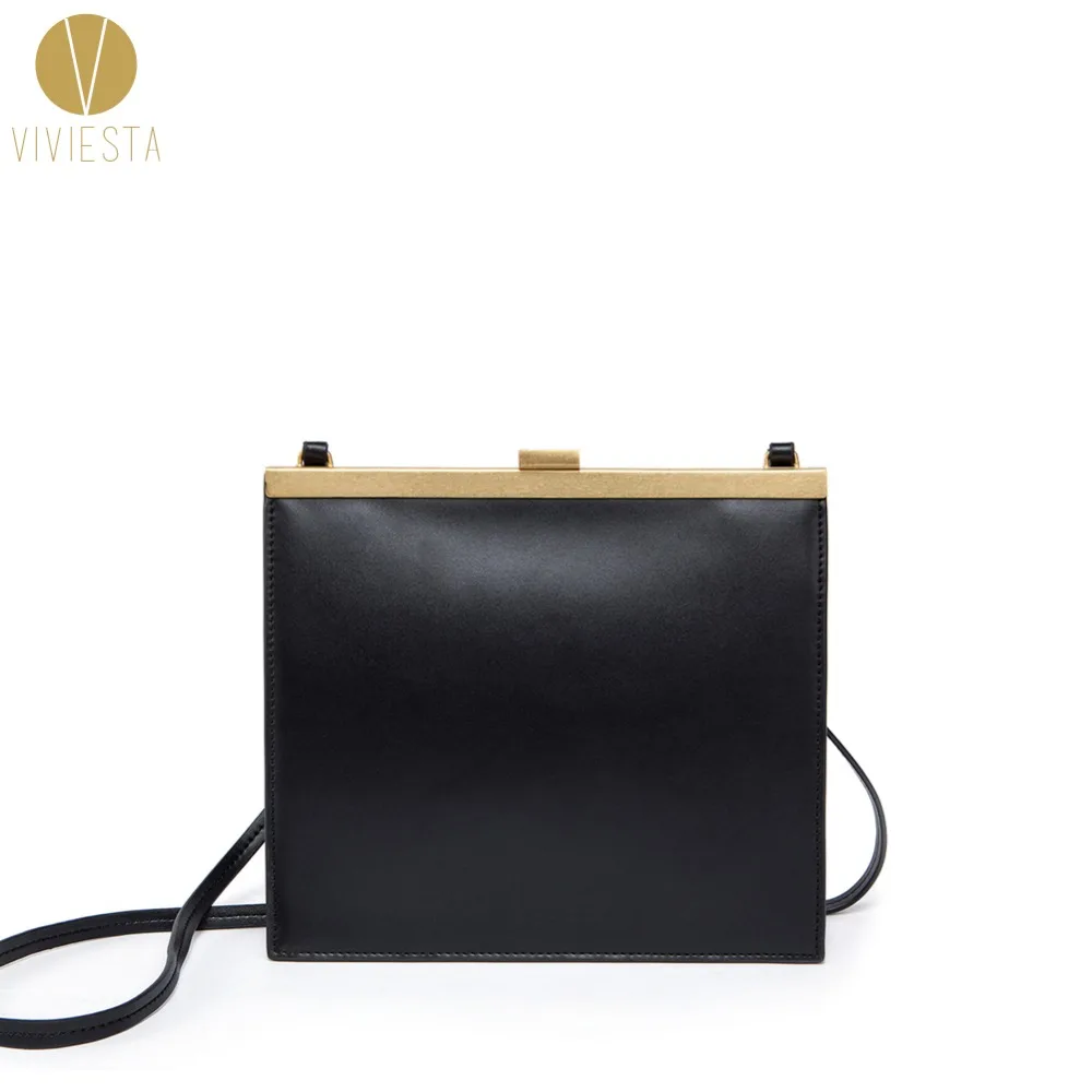 

REAL LEATHER VINTAGE CLASP FRAME BAG Women's Kiss Lock Retro Minimalist Simple Famous Luxury Mini Shoulder Crossbody Handbag