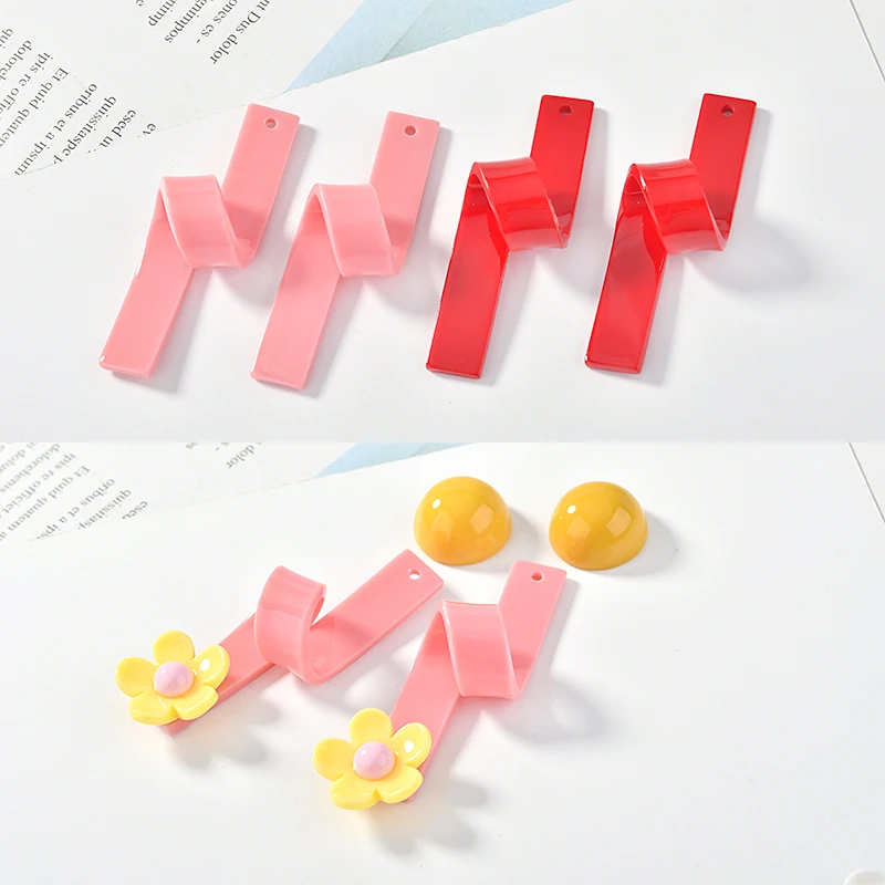 

New style 30pcs/lot color printing geometry ribbon shape acrylic beads diy jewelry earring/garment accessory