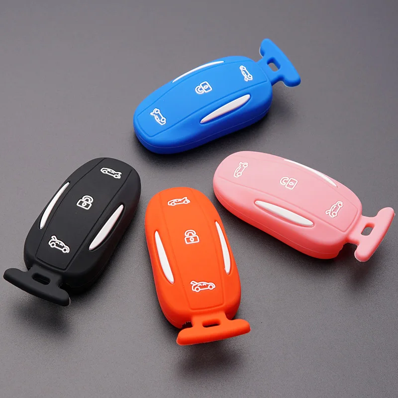 Us 298 Silicone Key Fob Skin Cover Case Shell Hood For Tesla Model X 75d 90d P100d Remote Keyless Holder Keychain Keyring Accessories In Key Case