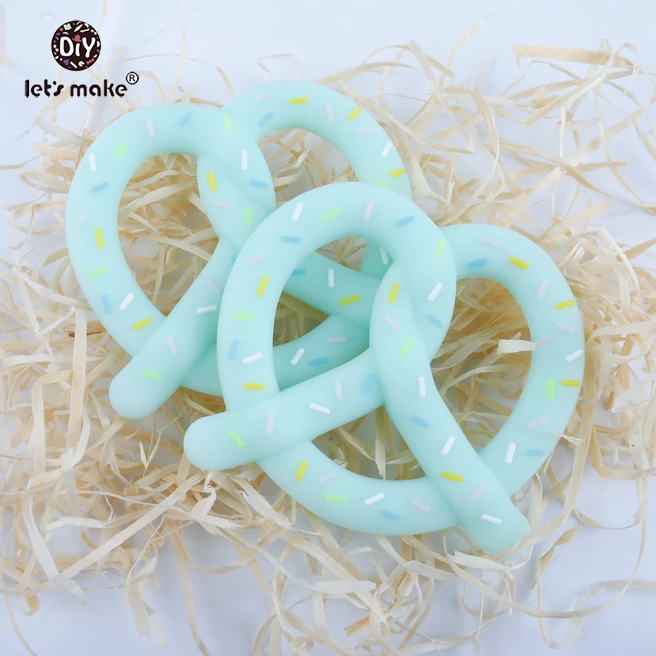 Давайте сделаем розовый Силиконовый Прорезыватель Pretzel DIY хлебная палочка кулон в виде игрушки для режущихся зубов Мама ручной работы уход ожерелье без БФА детский Прорезыватель