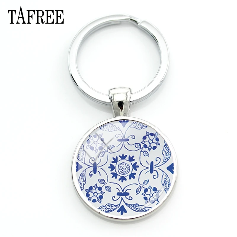

TAFREE Azulejo Portugues Graphic key chain Geometric Portugal keychain Vintage Classic Personalized Bag Car Key Jewelry AP23