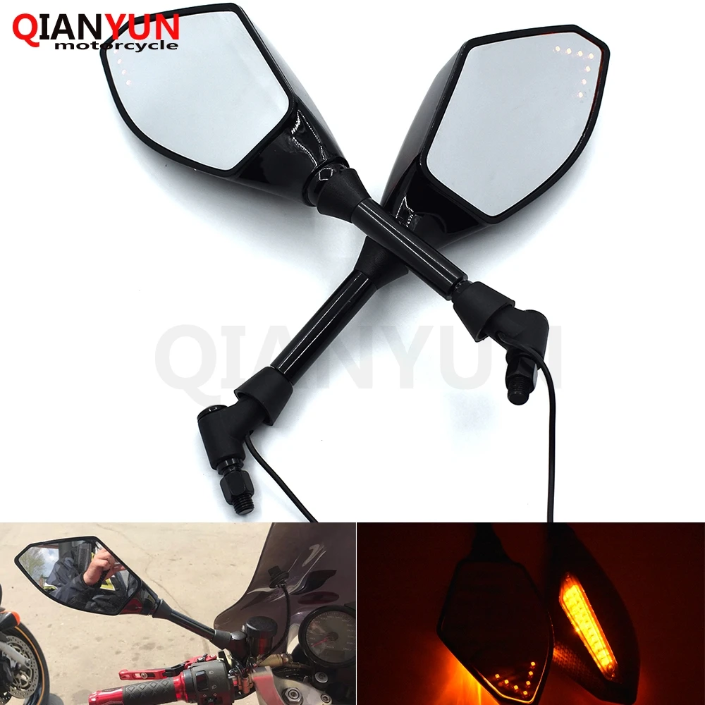 

Universal 10 mm motorcycle LED turn signal rear view mirror side mirror for Kawasaki ZX6R ZX10R Z750R Z1000 Z1000SX NINJA 1000