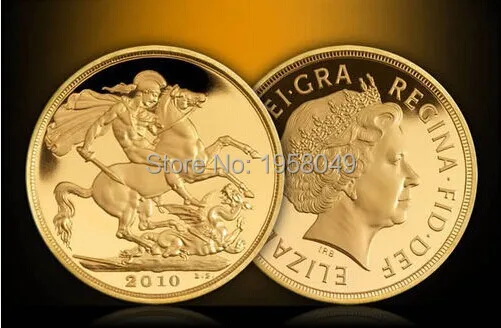 

Rare 2010 UK British 1Oz St George -Elizabeth II Sovereign Gold Proof / Bullion Art Coin,5pcs/lot Free shipping